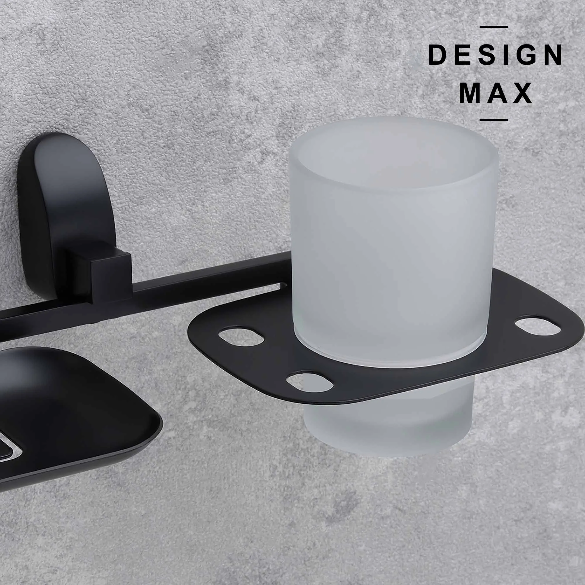 Double Wall Mounted Soap Dispenser and Glass Holder