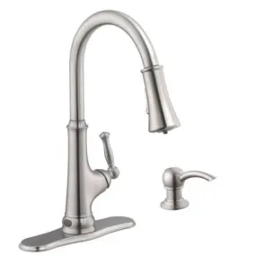 Glacier Bay Touchless Single-Handle Pull-Down Sprayer Kitchen Faucet with LED Light in Stainless Steel