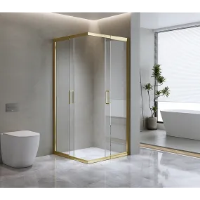 Gold Double Sliding Glass Shower Screen 1000x1200mm, Adjustable