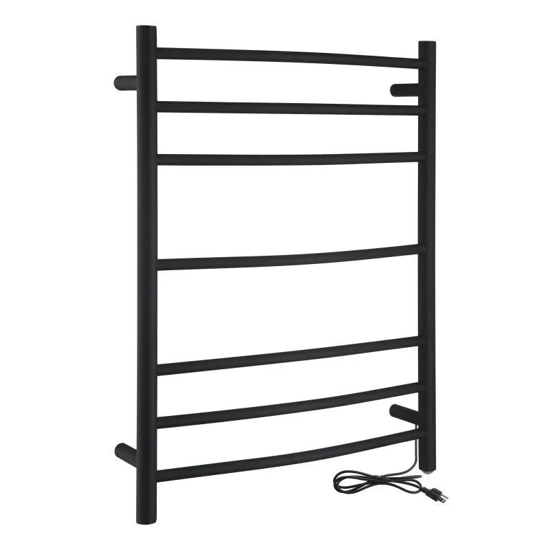 Gown 7-Bar Stainless Steel Wall Mounted Towel Warmer in Matte Black