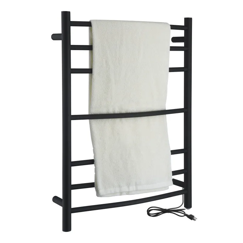 Gown 7-Bar Stainless Steel Wall Mounted Towel Warmer in Matte Black