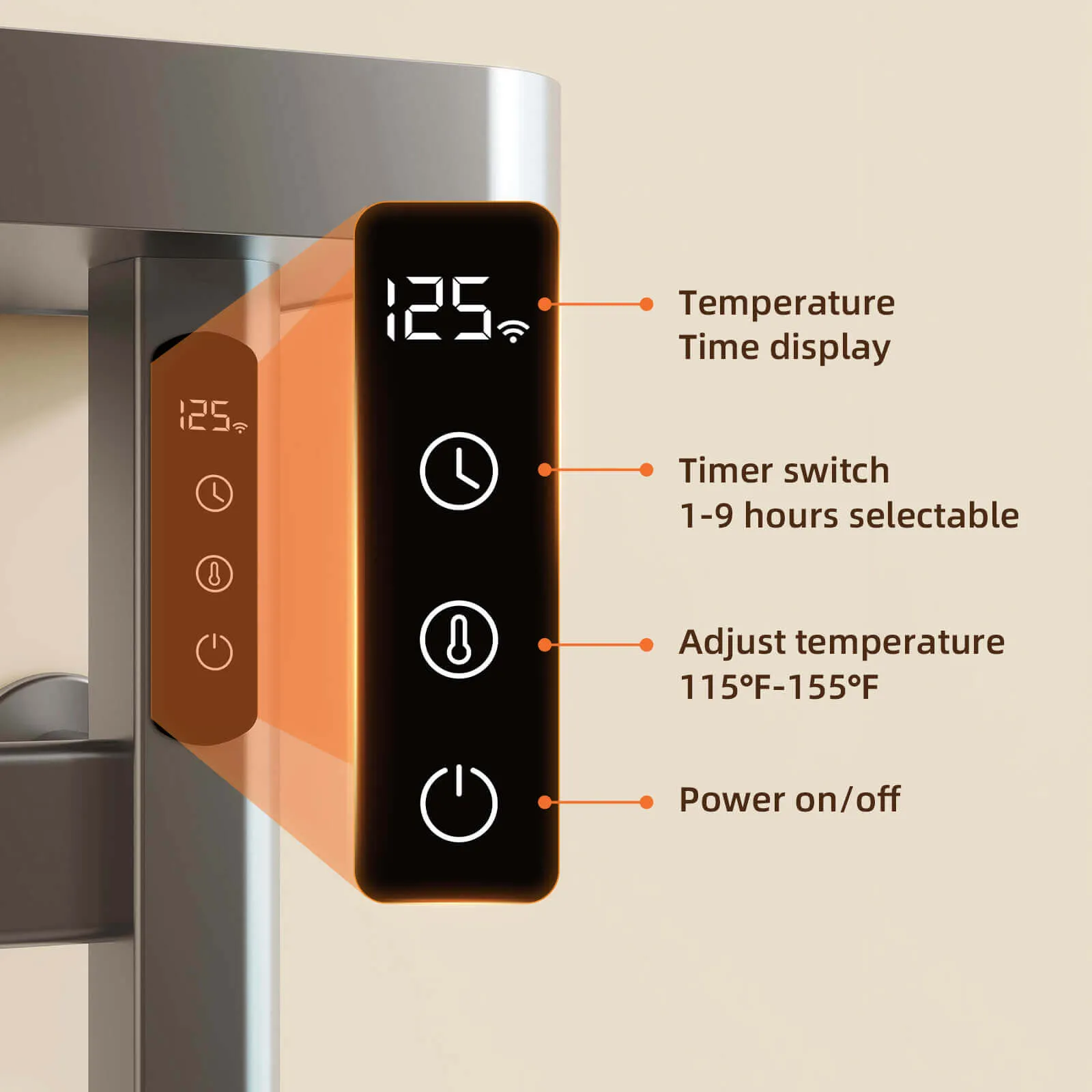 Gray Plug-In Heated Towel Rack