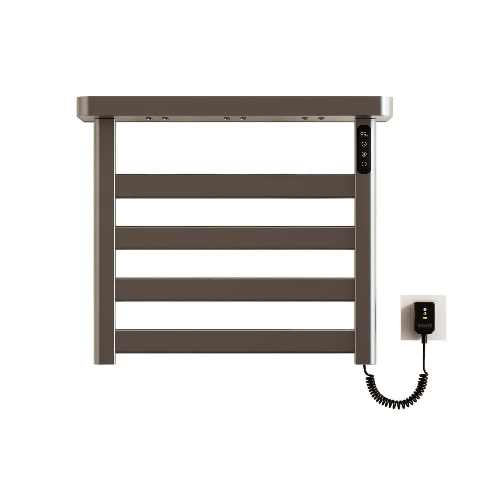 Gray Plug-In Heated Towel Rack