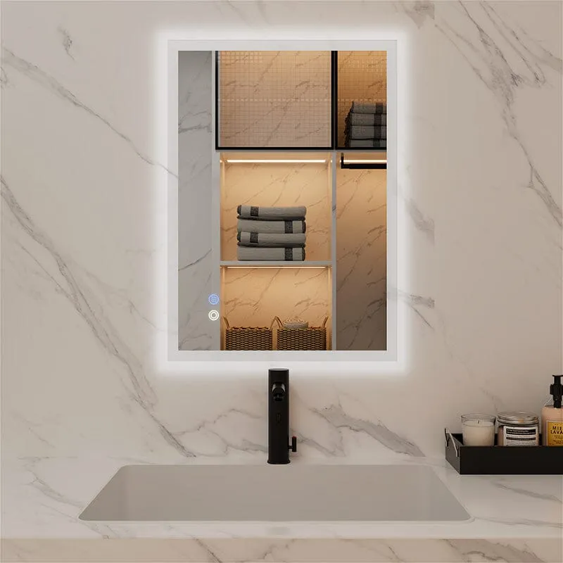 LED Light Bathroom Vanity Mirror Large Rectangular Frameless Anti Fog