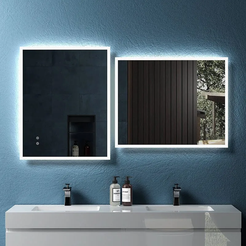 LED Light Bathroom Vanity Mirror Large Rectangular Frameless Anti Fog