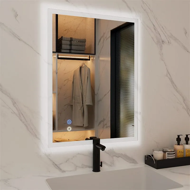 LED Light Bathroom Vanity Mirror Large Rectangular Frameless Anti Fog