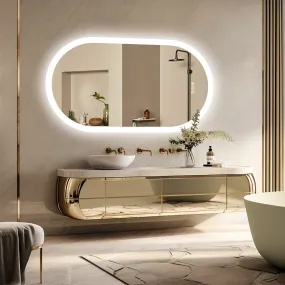 LUVODI Oval LED Bathroom Mirror Defogging 3 Colors Vertical or Horizontal