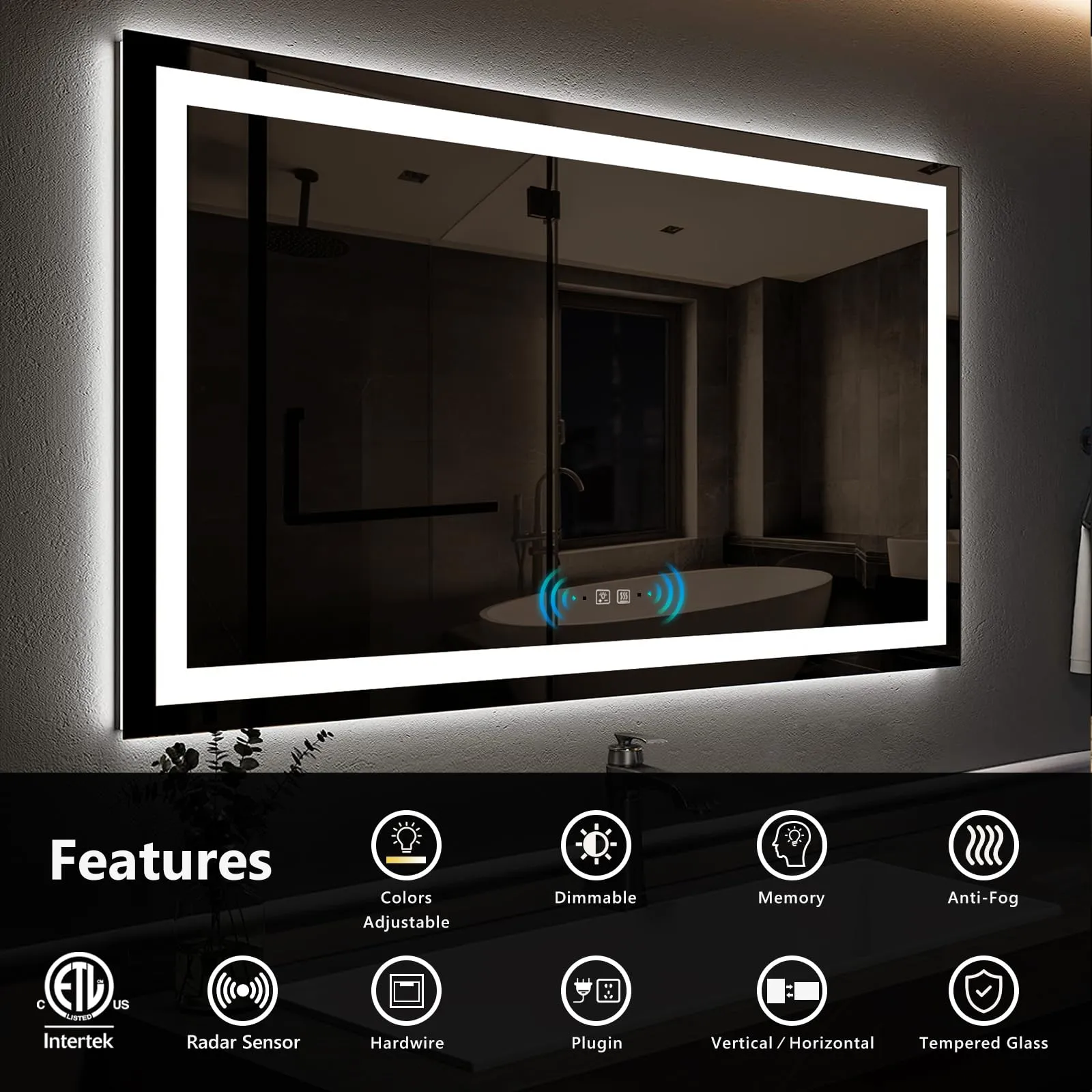 Motion Sensor Frameless LED Smart Bathroom Mirror