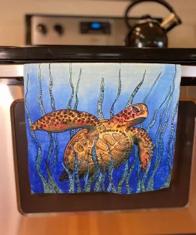 Sea Grass Turtle  Hand Towel