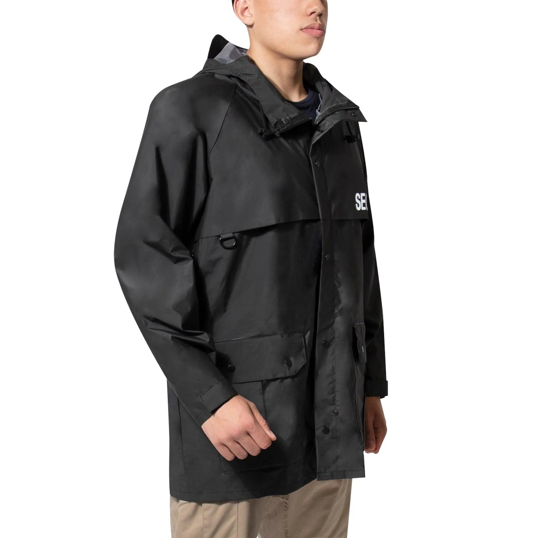 Security Nylon Rain Jacket - Black