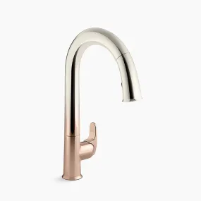 Sensate Touchless Pull-Down Kitchen Faucet in Vibrant Ombre Rose Gold and Polished Nickel