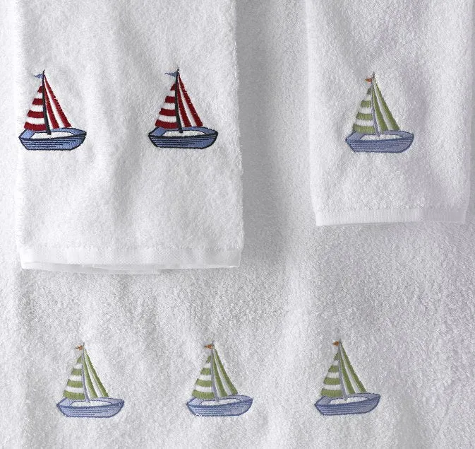 Summer Sailboat Embroidered Quick-Dry Towel Set