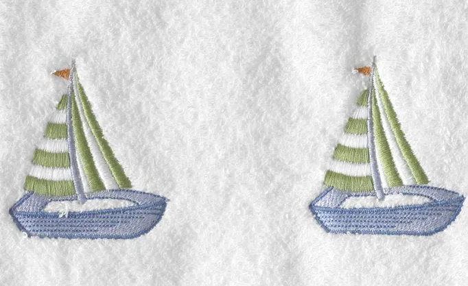 Summer Sailboat Embroidered Quick-Dry Towel Set