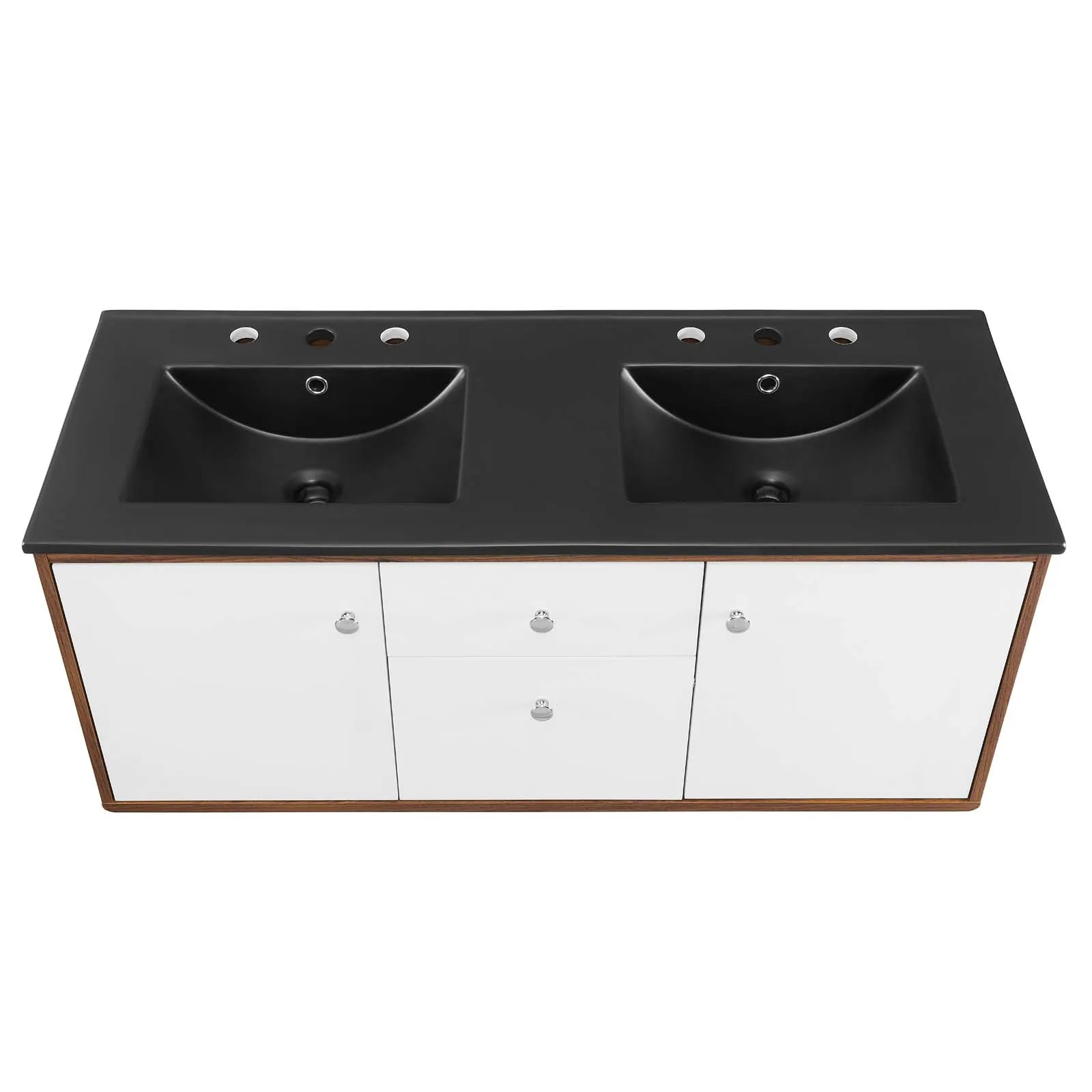 Transmit 48" Wall-Mount Bathroom Vanity Walnut Black EEI-5382-WAL-BLK