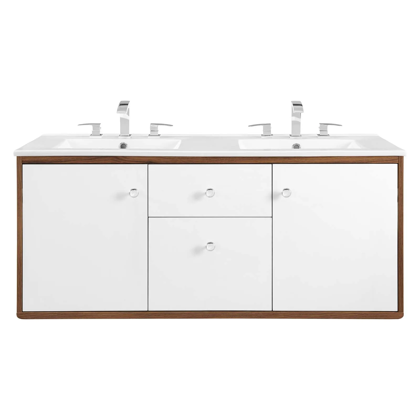 Transmit 48" Wall-Mount Bathroom Vanity Walnut White EEI-4901-WAL-WHI