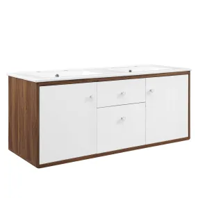 Transmit 48" Wall-Mount Bathroom Vanity Walnut White EEI-4901-WAL-WHI