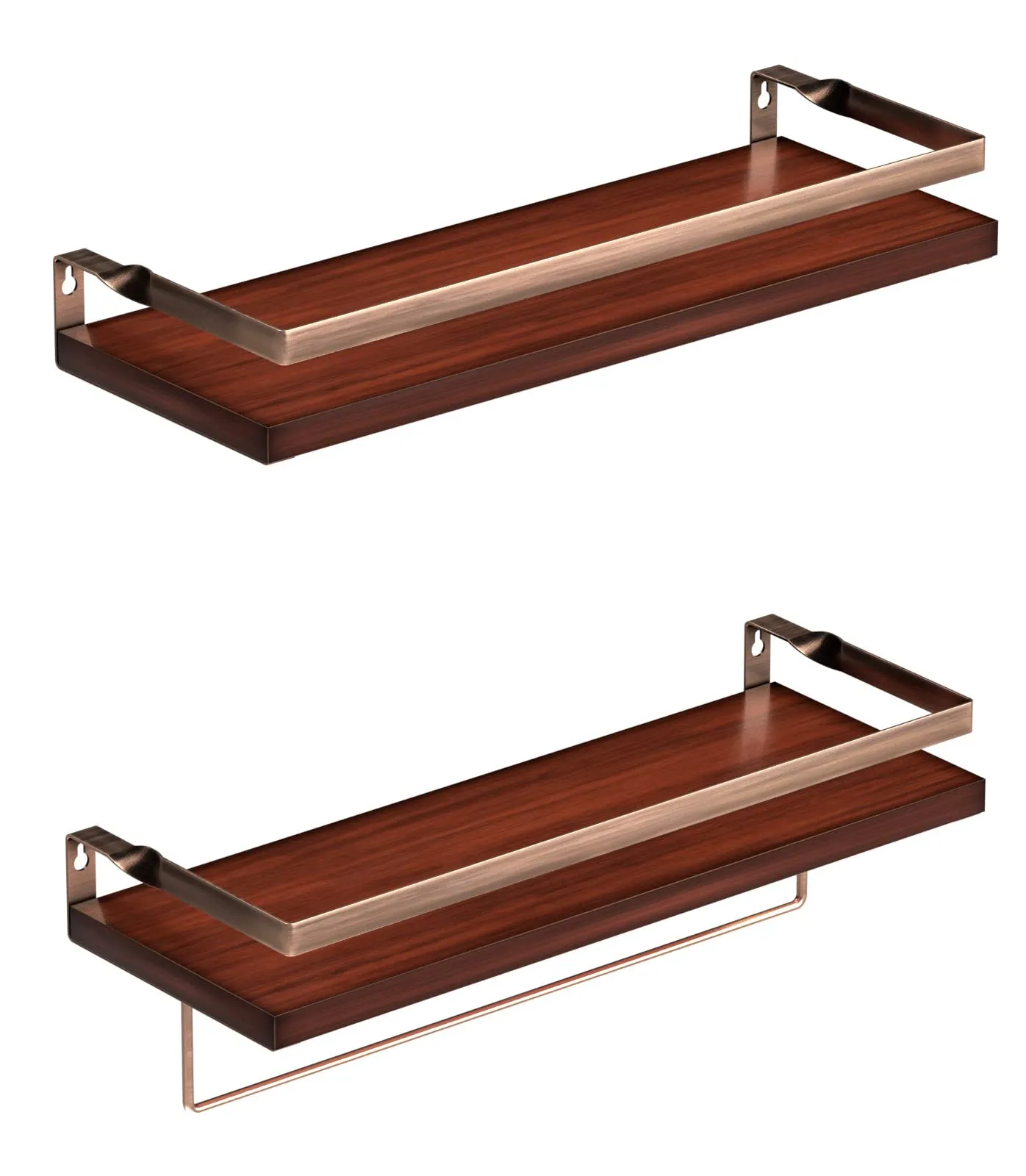 Vdomus Bathroom Shelves Made of Wood Material 2 Pack, Brown Floating Bathroom Shelves Wall