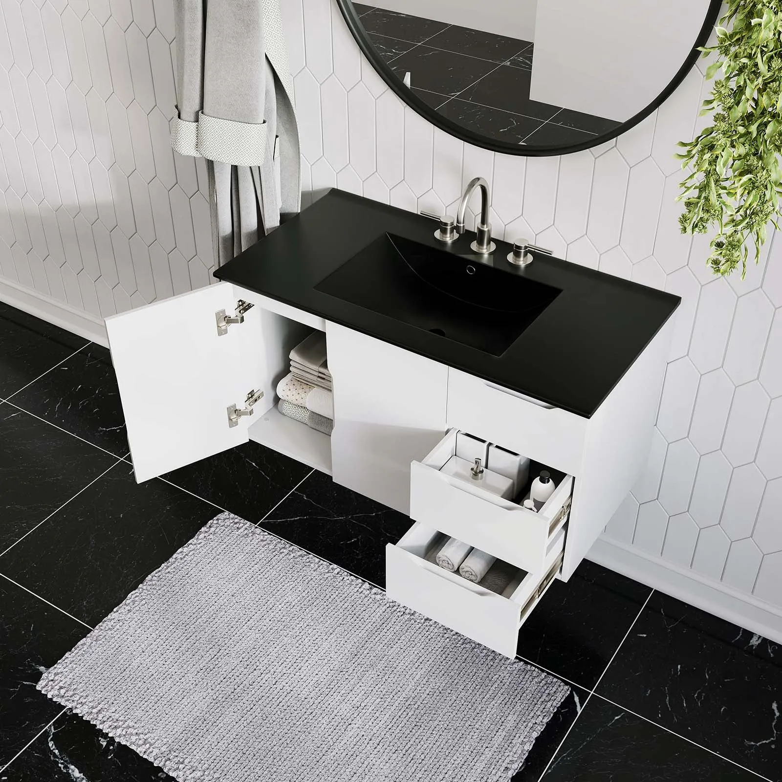 Vitality 36" Bathroom Vanity White Black EEI-5783-WHI-BLK